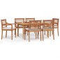 vidaXL Juego comedor de jardín 7 piezas con cojines madera maciza teca vidaXL Juego comedor de jardín 7 piezas con cojines madera maciza teca