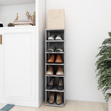 vidaXL Mueble zapatero de ingeniería gris hormigón 27,5x27x102 cm