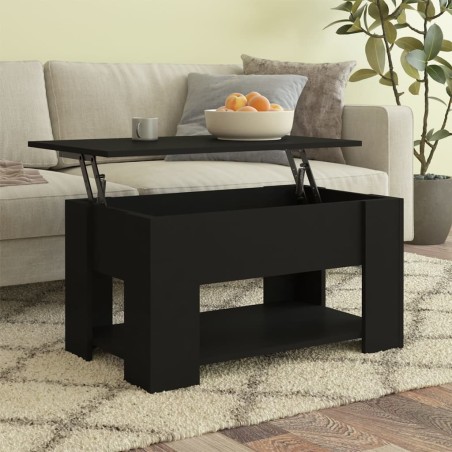 vidaXL Mesa de centro madera contrachapada negra 79x49x41 cm