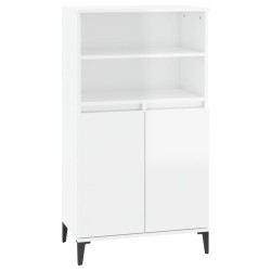 vidaXL Aparador alto madera contrachapada blanco brillo 60x36x110 cm