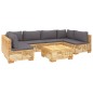 vidaXL Juego muebles de jardín 7 piezas y cojines madera maciza teca