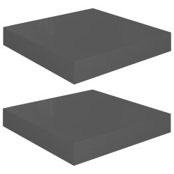 vidaXL Estante flotante de pared 2 uds MDF gris brillo 23x23,5x3,8 cm