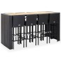 vidaXL Mesa y sillas bar jardín 9 pzas ratán sintético y madera negro
