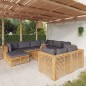 vidaXL Juego muebles de jardín 10 piezas y cojines madera teca maciza vidaXL Juego muebles de jardín 10 piezas y cojines madera teca maciza