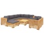 vidaXL Juego muebles de jardín 10 piezas y cojines madera teca maciza vidaXL Juego muebles de jardín 10 piezas y cojines madera teca maciza