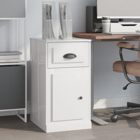 vidaXL Armario auxiliar con cajón madera blanco brillante 40x50x75 cm