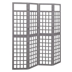 vidaXL Biombo/Enrejado de 4 paneles madera de abeto gris 161x180 cm