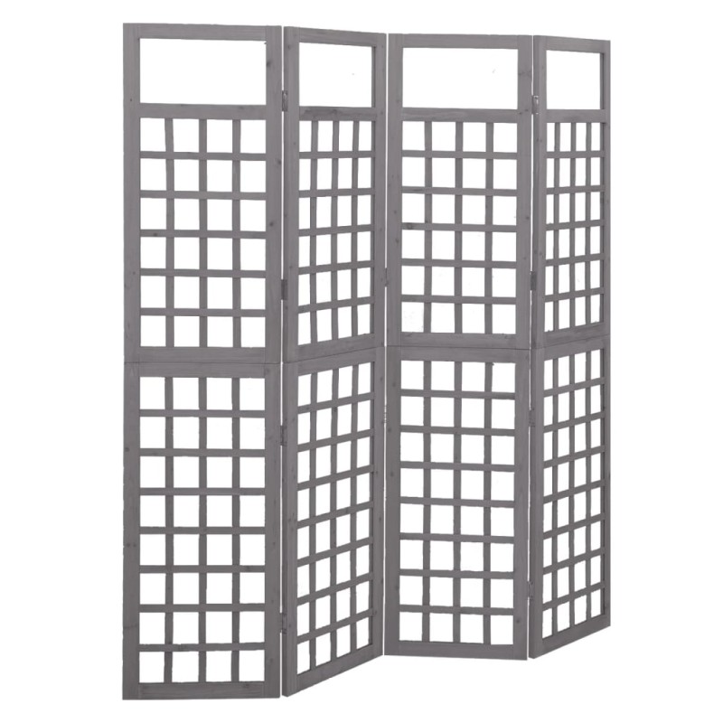 vidaXL Biombo/Enrejado de 4 paneles madera de abeto gris 161x180 cm vidaXL Biombo/Enrejado de 4 paneles madera de abeto gris 161x180 cm