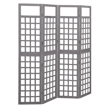 vidaXL Biombo/Enrejado de 4 paneles madera de abeto gris 161x180 cm