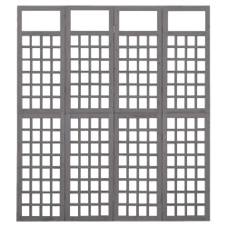 vidaXL Biombo/Enrejado de 4 paneles madera de abeto gris 161x180 cm