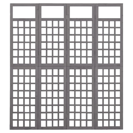 vidaXL Biombo/Enrejado de 4 paneles madera de abeto gris 161x180 cm