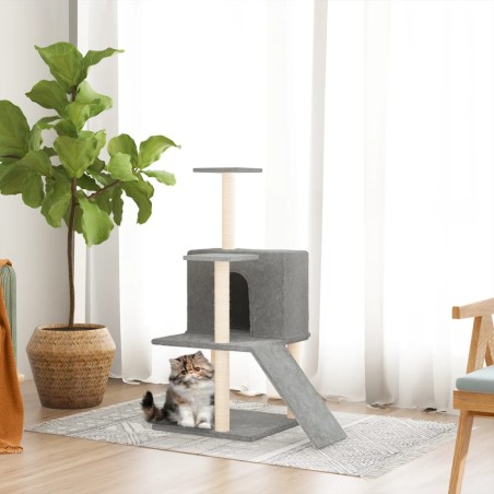 vidaXL Rascador para gatos con postes de sisal gris claro 109 cm