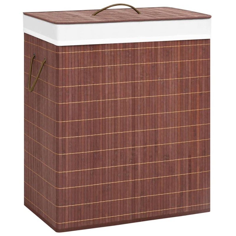 vidaXL Cesto de la ropa sucia de bambú 2 secciones marrón 100 l vidaXL Cesto de la ropa sucia de bambú 2 secciones marrón 100 l