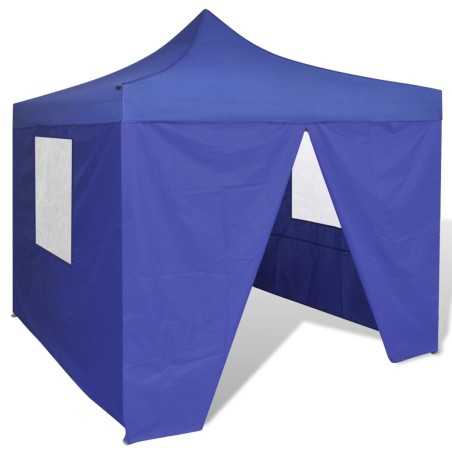 vidaXL Cenador plegable azul con 4 paredes 3x3 m