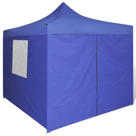 vidaXL Cenador plegable azul con 4 paredes 3x3 m