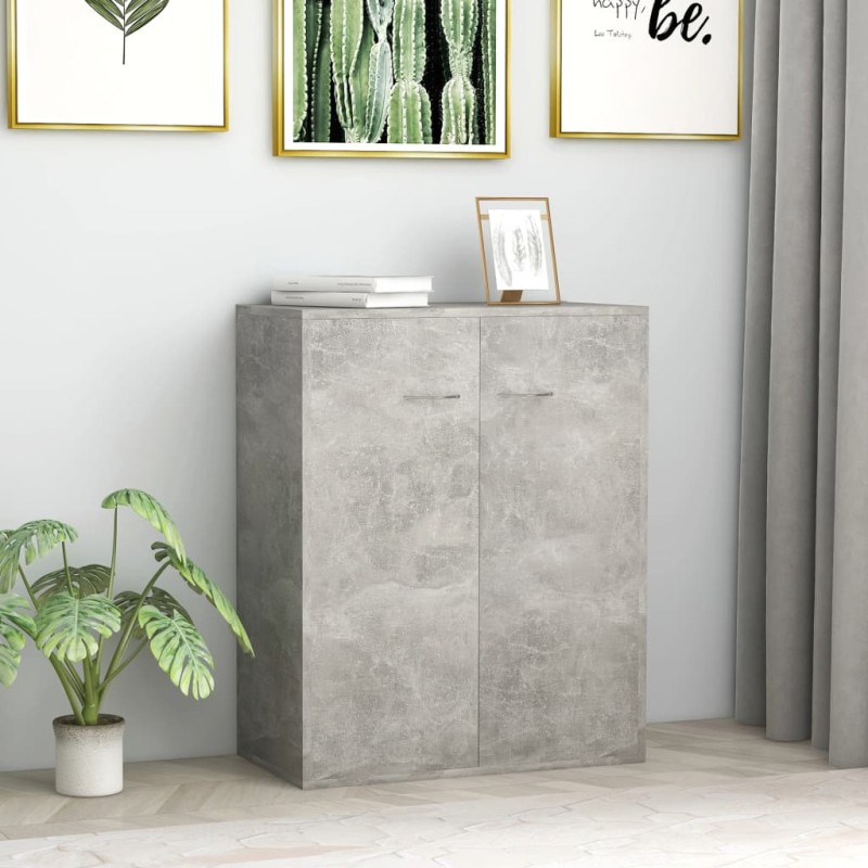 vidaXL Aparador de madera contrachapada gris hormigón 60x30x75 cm vidaXL Aparador de madera contrachapada gris hormigón 60x30x75 cm