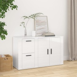 vidaXL Aparador madera contrachapada blanco brillante 100x33x59,5 cm