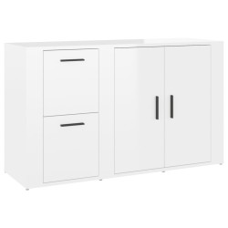 vidaXL Aparador madera contrachapada blanco brillante 100x33x59,5 cm