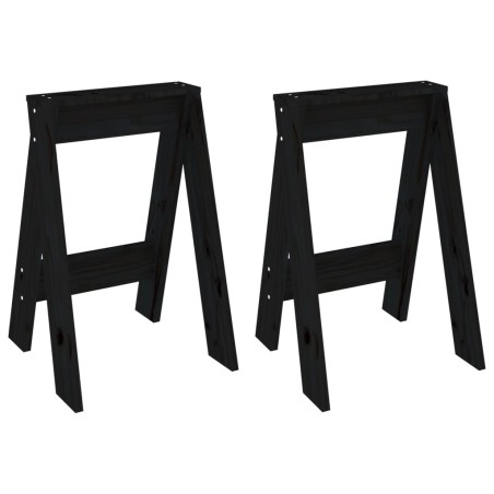 vidaXL Taburetes 2 unidades madera maciza de pino negro 40x40x60 cm