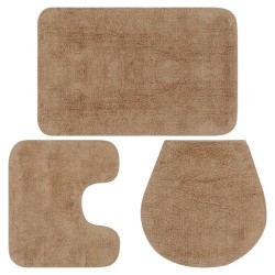 vidaXL Conjunto de alfombrillas de baño de tela 3 piezas beige
