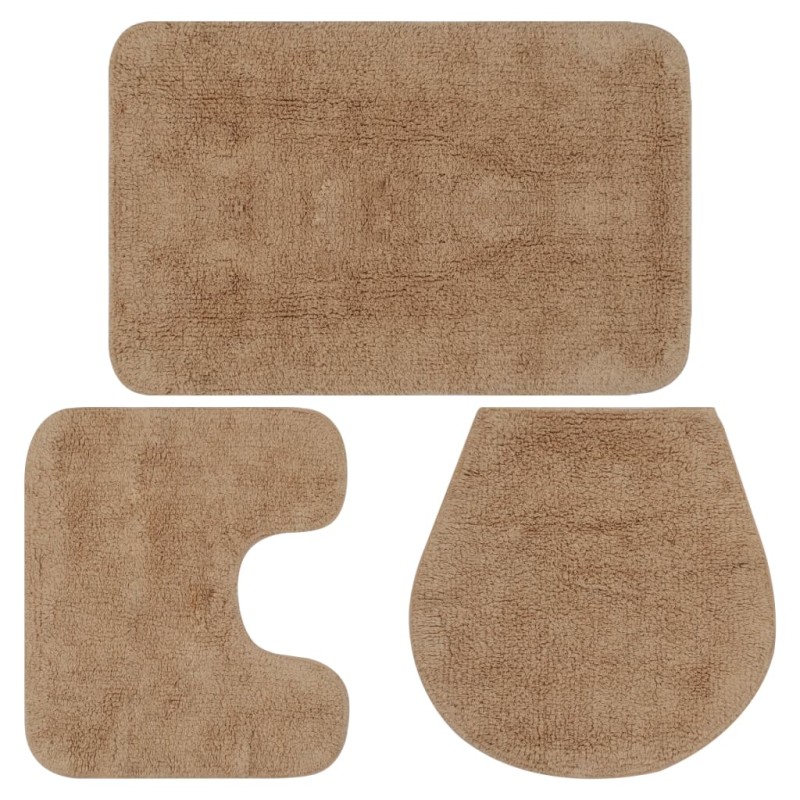 vidaXL Conjunto de alfombrillas de baño de tela 3 piezas beige vidaXL Conjunto de alfombrillas de baño de tela 3 piezas beige