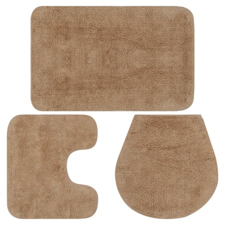 vidaXL Conjunto de alfombrillas de baño de tela 3 piezas beige