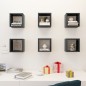 vidaXL Estantes cubo de pared 6 unidades gris brillo 22x15x22 cm vidaXL Estantes cubo de pared 6 unidades gris brillo 22x15x22 cm