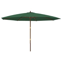 vidaXL Sombrilla de jardín con poste de madera verde 400x273 cm