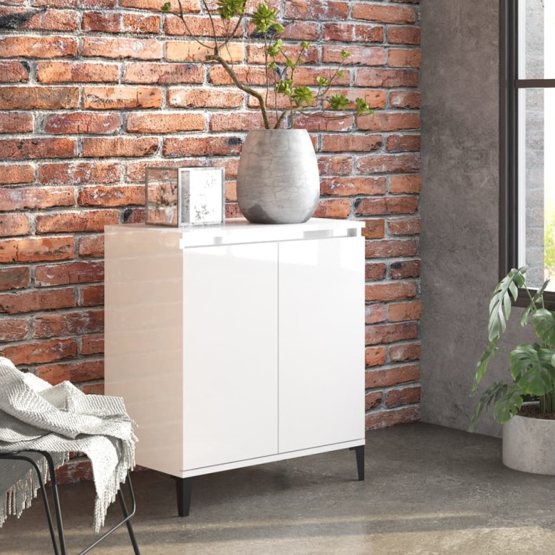 vidaXL Aparador de madera contrachapada blanco brillante 60x35x70 cm