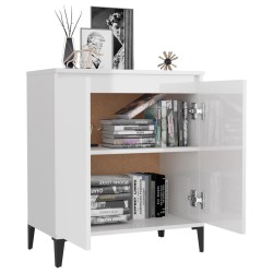 vidaXL Aparador de madera contrachapada blanco brillante 60x35x70 cm