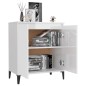 vidaXL Aparador de madera contrachapada blanco brillante 60x35x70 cm