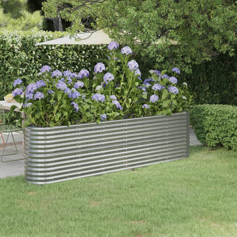 vidaXL Jardinera arriate acero recubrimiento polvo plata 260x40x68 cm vidaXL Jardinera arriate acero recubrimiento polvo plata 260x40x68 cm