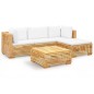vidaXL Juego muebles de jardín 5 piezas y cojines madera maciza teca vidaXL Juego muebles de jardín 5 piezas y cojines madera maciza teca