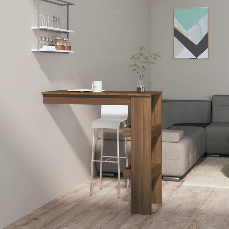 vidaXL Mesa de bar de pared contrachapada roble marrón 102x45x103,5cm vidaXL Mesa de bar de pared contrachapada roble marrón 102x45x103,5cm