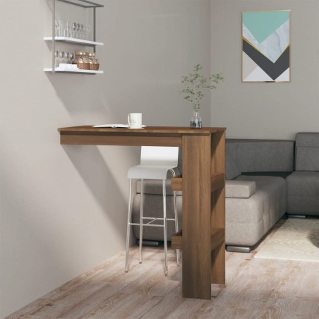 vidaXL Mesa de bar de pared contrachapada roble marrón 102x45x103,5cm