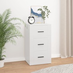 vidaXL Aparador de madera contrachapada blanco brillante 40x33x70 cm