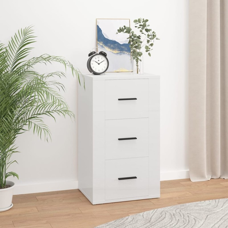 vidaXL Aparador de madera contrachapada blanco brillante 40x33x70 cm vidaXL Aparador de madera contrachapada blanco brillante 40x33x70 cm