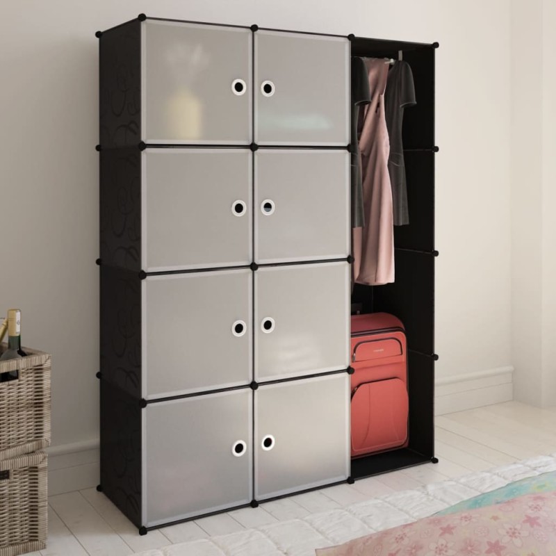 vidaXl Armario modular 9 compartimentos negro y blanco 37x115x150 cm vidaXl Armario modular 9 compartimentos negro y blanco 37x115x150 cm