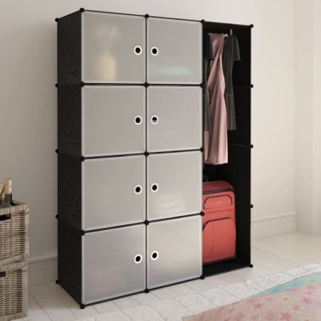 vidaXl Armario modular 9 compartimentos negro y blanco 37x115x150 cm 