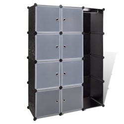 vidaXl Armario modular 9 compartimentos negro y blanco 37x115x150 cm 