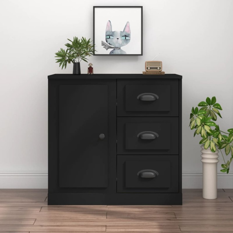 vidaXL Aparador de madera contrachapada negro 70x35,5x67,5 cm vidaXL Aparador de madera contrachapada negro 70x35,5x67,5 cm
