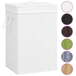 vidaXL Cesto de la ropa sucia de bambú 2 secciones blanco 72 l
