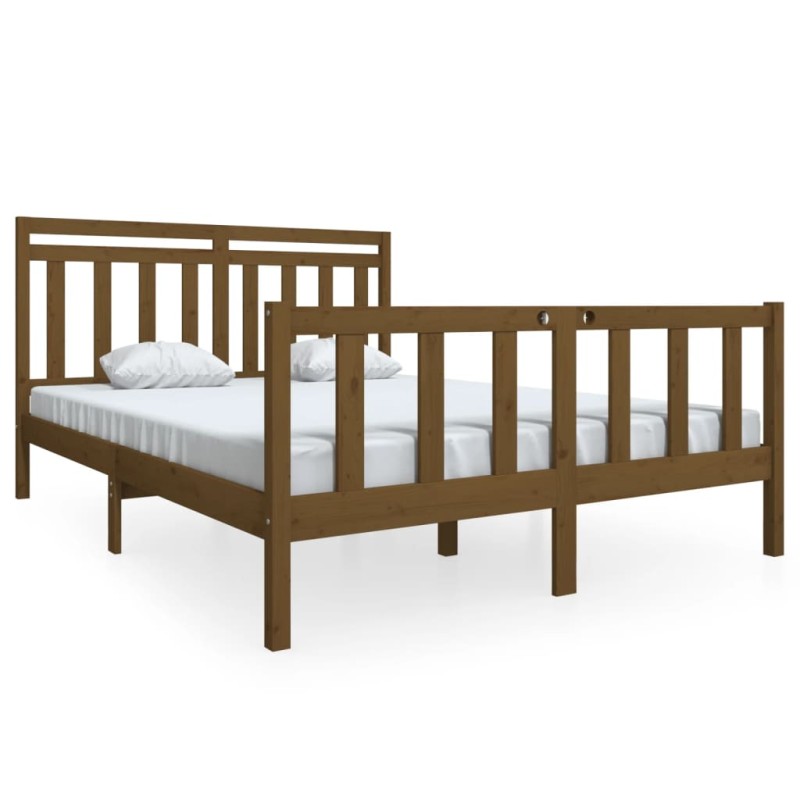 vidaXL Estructura de cama de madera maciza marrón miel 150x200 cm vidaXL Estructura de cama de madera maciza marrón miel 150x200 cm