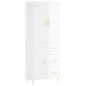 vidaXL Aparador alto madera contrachapada blanco brillo 69,5x34x180 cm