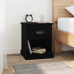vidaXL Mesita de noche madera contrachapada negro 39x39x47,5 cm