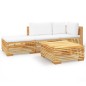vidaXL Juego muebles de jardín 4 piezas y cojines madera maciza teca vidaXL Juego muebles de jardín 4 piezas y cojines madera maciza teca