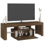vidaXL Mueble de TV con luces LED marrón roble 120x35x40 cm