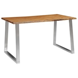 vidaXL Mesa de comedor madera de acacia y acero inoxidable 140x80x75cm 