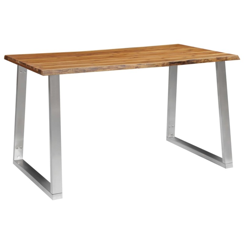 vidaXL Mesa de comedor madera de acacia y acero inoxidable 140x80x75cm vidaXL Mesa de comedor madera de acacia y acero inoxidable 140x80x75cm