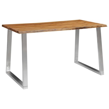 vidaXL Mesa de comedor madera de acacia y acero inoxidable 140x80x75cm 